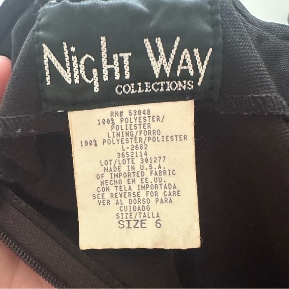 Classic Black Wide Leg Jumpsuit Women 6 Sheer Overlay Semi Formal Vintage Cockta - Picture 8 of 9